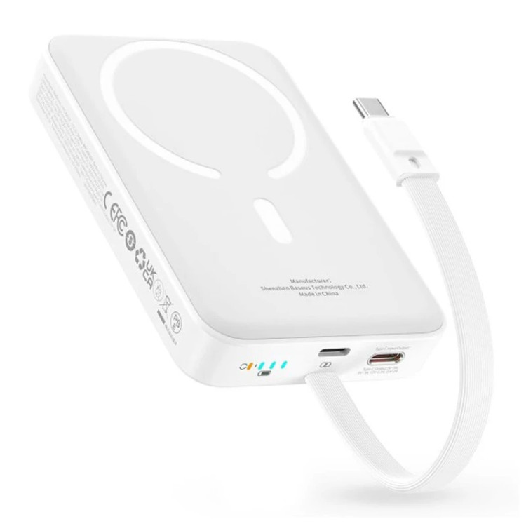 پاوربانک بیسیم 30 وات باسئوس مدل Magnetic Mini ظرفیت 10000 میلی آمپر ساعت