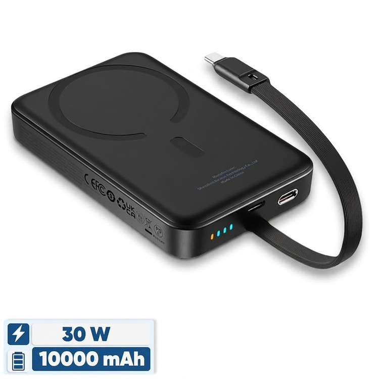 پاوربانک بیسیم 30 وات باسئوس مدل Magnetic Mini ظرفیت 10000 میلی آمپر ساعت