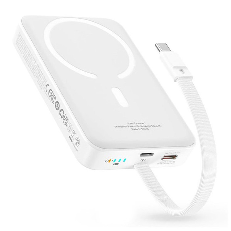 پاوربانک بیسیم 30 وات باسئوس مدل Magnetic Mini ظرفیت 10000 میلی آمپر ساعت