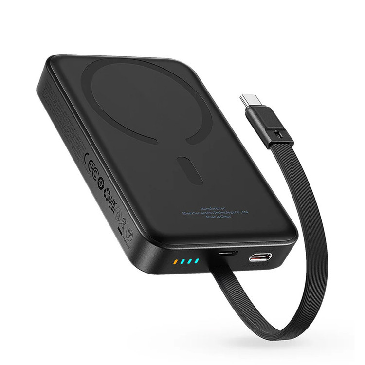 پاوربانک بیسیم 30 وات باسئوس مدل Magnetic Mini ظرفیت 10000 میلی آمپر ساعت