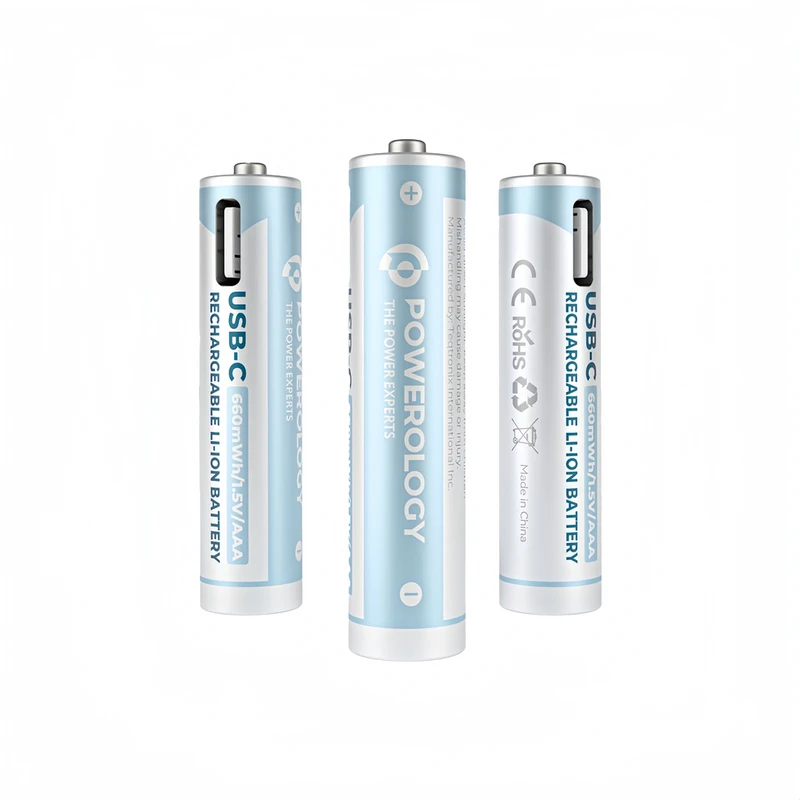 باتری نیم قلمی قابل شارژ پاورولوجی مدل PAAAV2 بسته چهار عددی